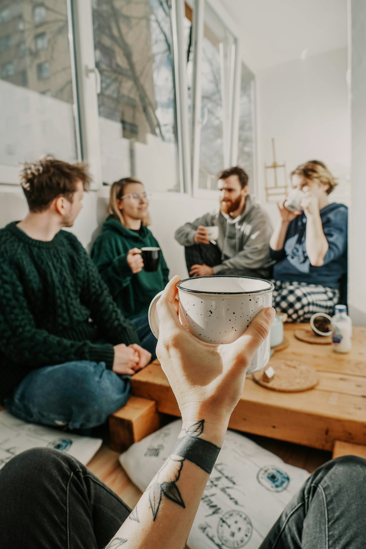 Friends having tea together